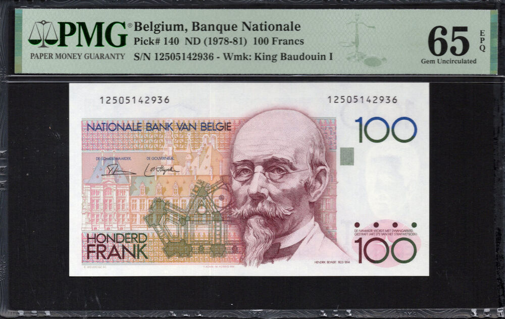 Belgium -  100 Francs 1978 - Pick # 140 - PMG 65 EPQ