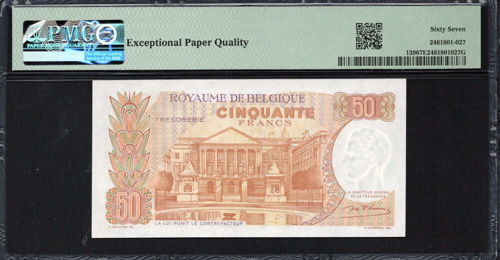 Belgium -  50 Francs 1966 - Pick # 139 - PMG 67 EPQ