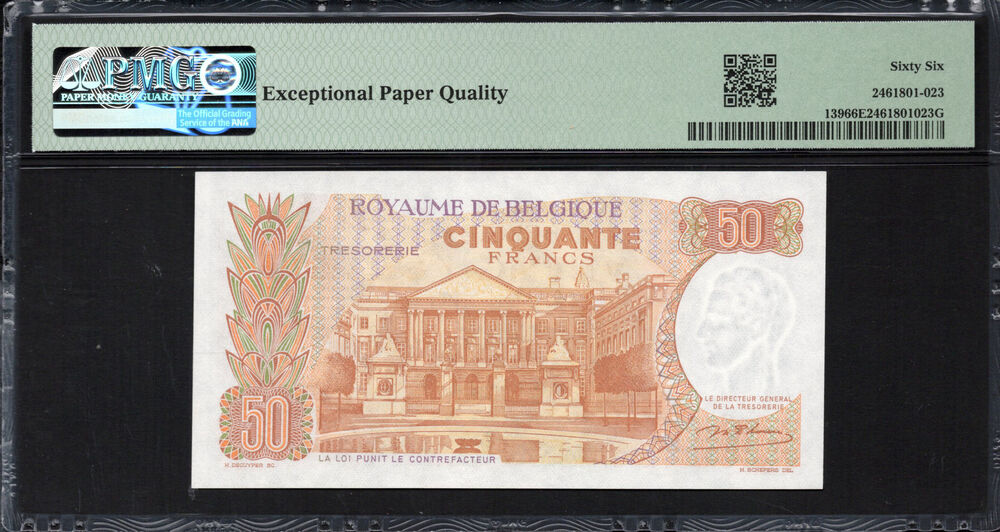 Belgium -  50 Francs 1966 - Pick # 139 - PMG 66 EPQ
