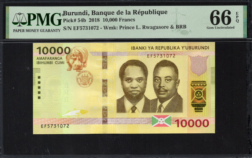 Burundi -  10.000 Francs 2018 - Pick # 54b - PMG 66 EPQ