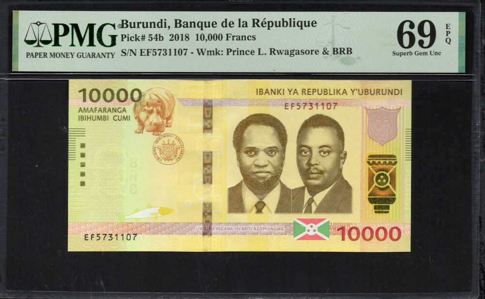 Burundi -  10.000 Francs 2018 - Pick # 54b - PMG 69 EPQ