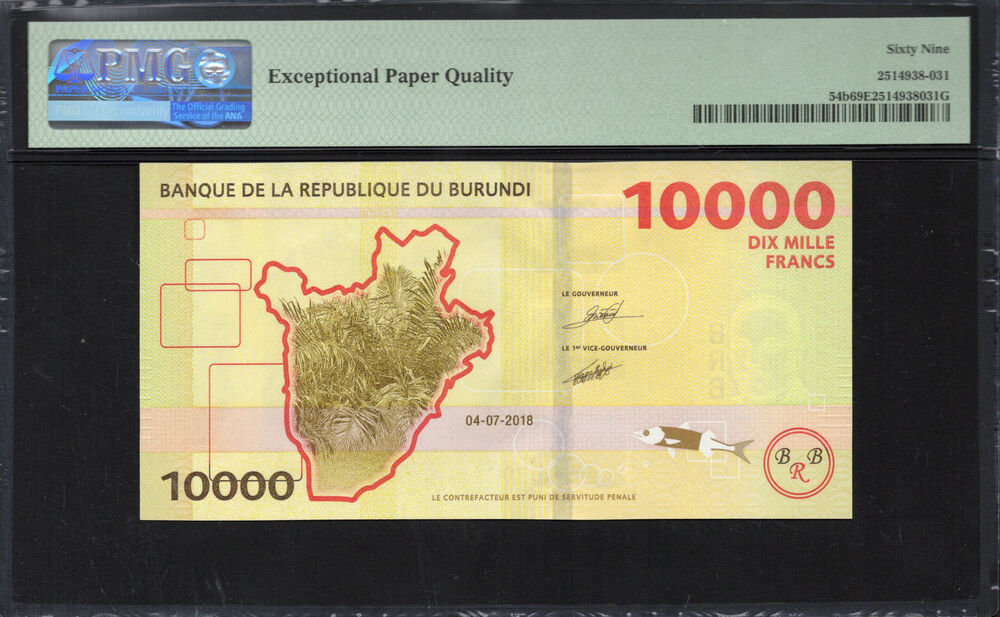 Burundi -  10.000 Francs 2018 - Pick # 54b - PMG 69 EPQ