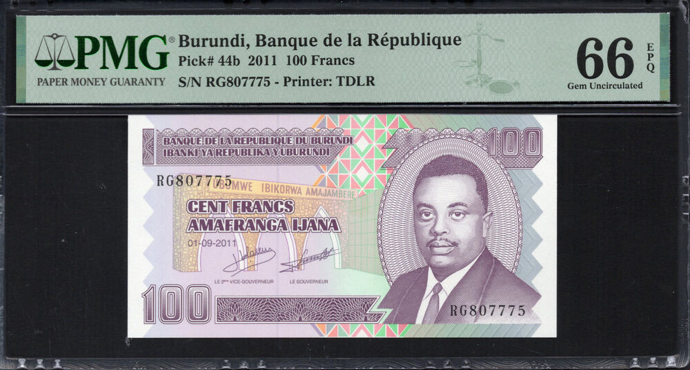Burundi -  100 Francs 2011 - Pick # 44b - PMG 66 EPQ
