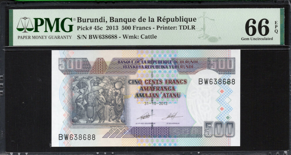 Burundi -  500 Francs 2013 - Pick # 45c - PMG 66 EPQ