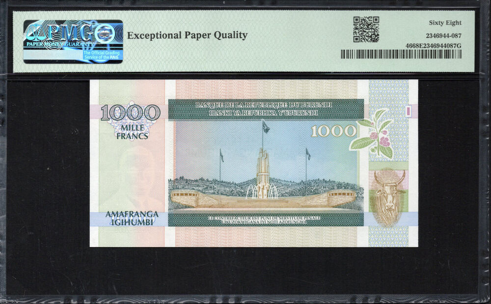 Burundi -  1000 Francs 2009 - Pick # 46 - PMG 68 EPQ