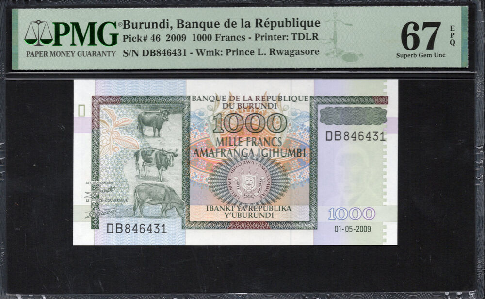 Burundi -  1000 Francs 2009 - Pick # 46 - PMG 67 EPQ