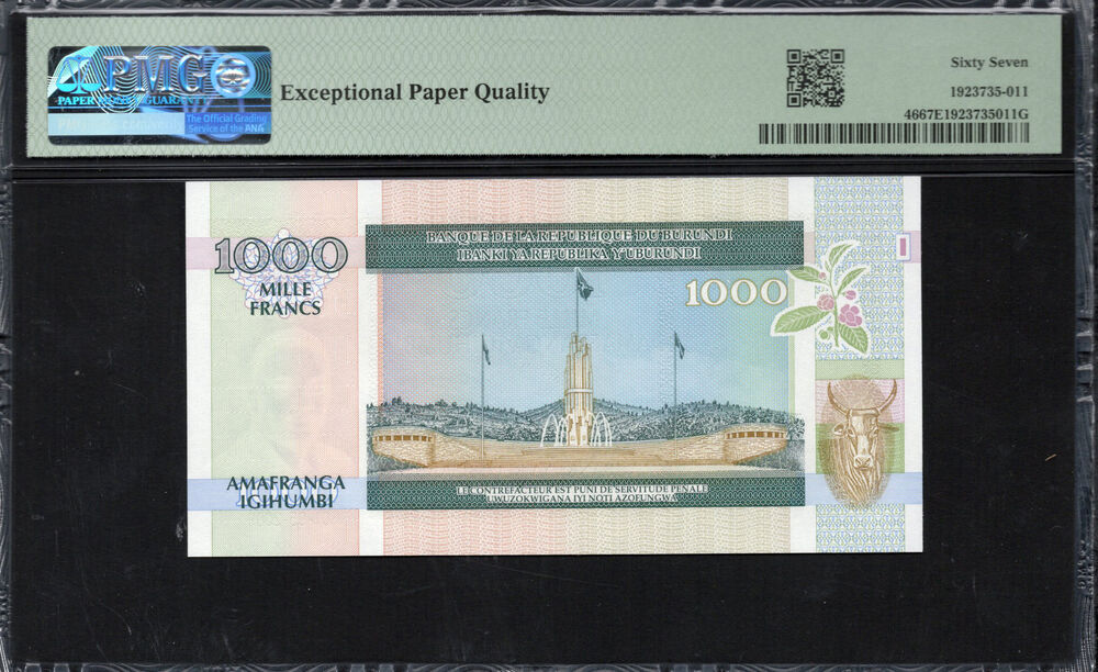 Burundi -  1000 Francs 2009 - Pick # 46 - PMG 67 EPQ