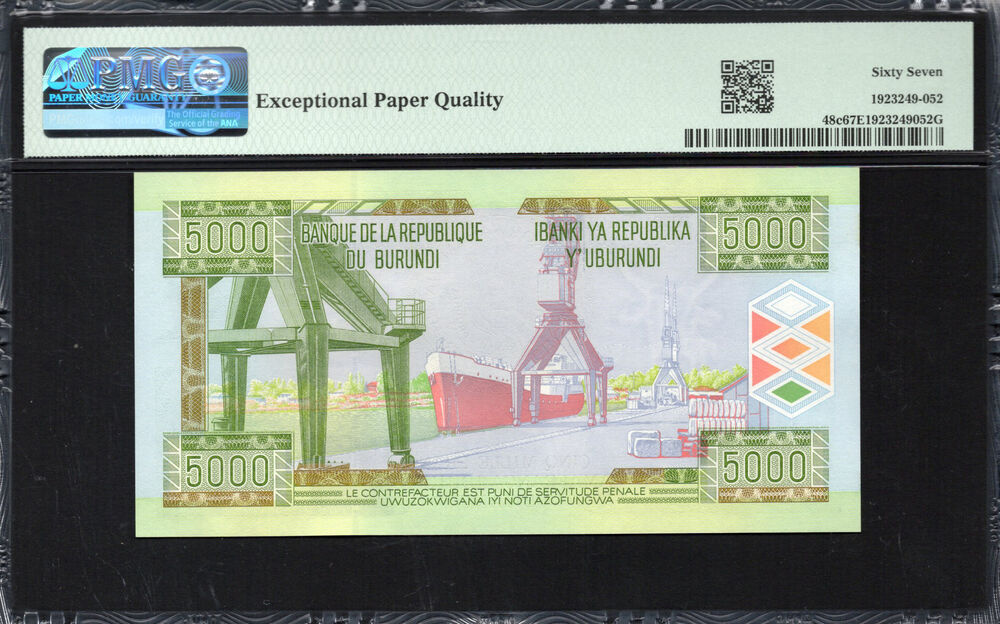 Burundi -  5000 Francs 2013 - Pick # 48c - PMG 67 EPQ
