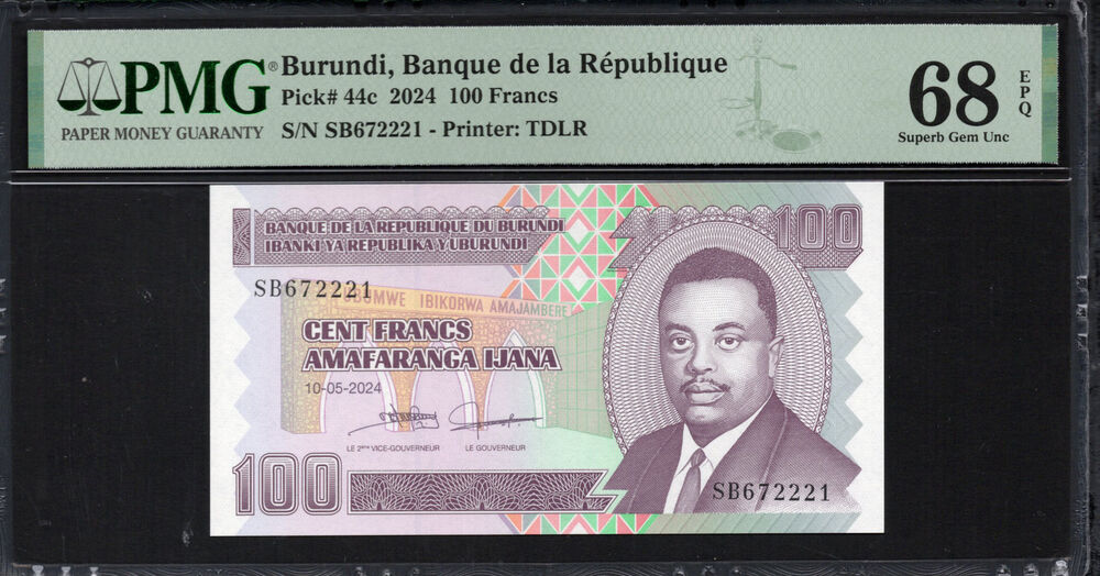 Burundi -  100 Francs 2024 - Pick # 44c - PMG 68 EPQ