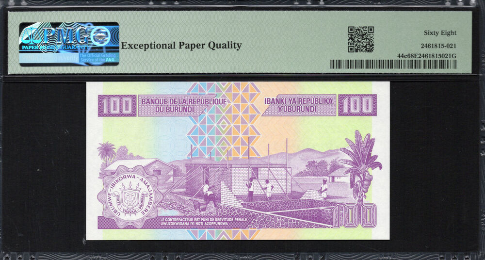 Burundi -  100 Francs 2024 - Pick # 44c - PMG 68 EPQ
