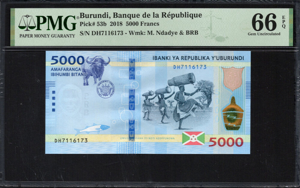 Burundi -  5000 Francs 2018 - Pick # 53b - PMG 66 EPQ