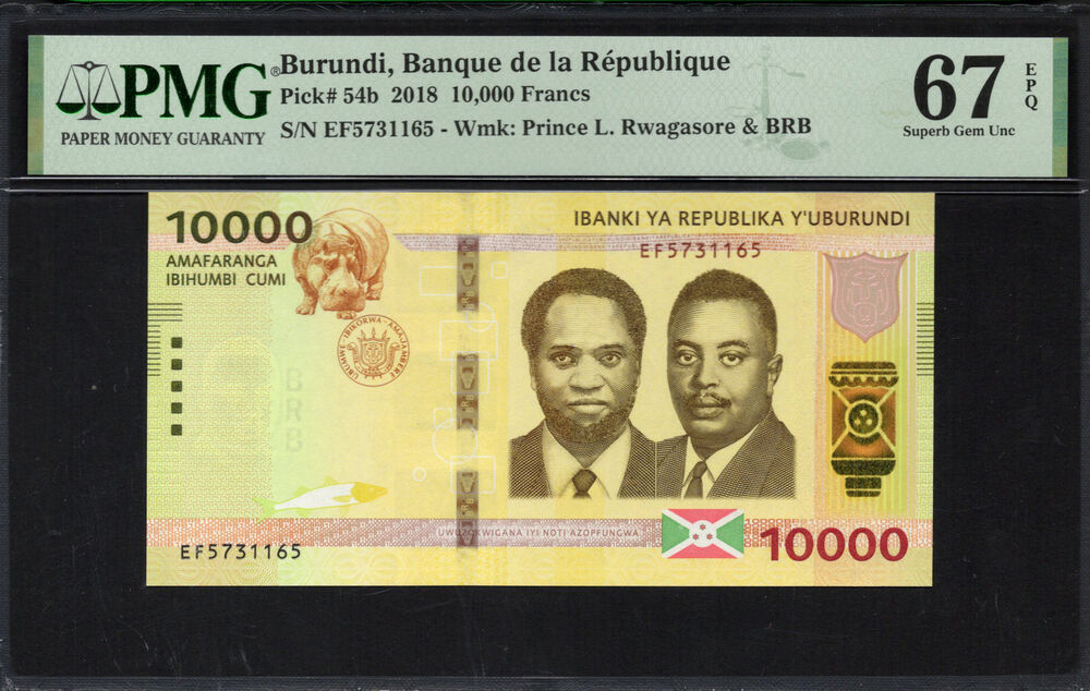 Burundi -  10.000 Francs 2018 - Pick # 54b - PMG 67 EPQ