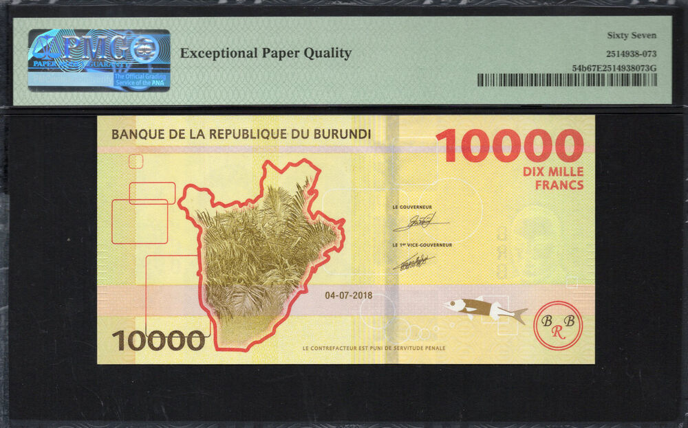 Burundi -  10.000 Francs 2018 - Pick # 54b - PMG 67 EPQ