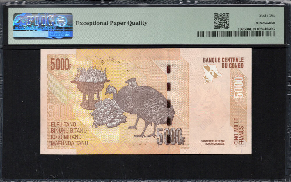 Congo Democratic Republic -  5000 Francs 2013 - Pick # 102b - PMG 66 EPQ
