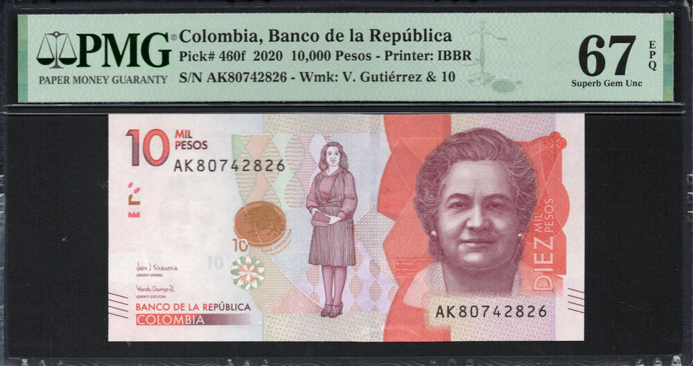 Colombia -  10.000 Pesos 2020 - Pick # 460f - PMG 67 EPQ