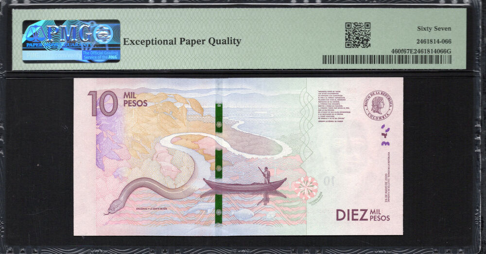 Colombia -  10.000 Pesos 2020 - Pick # 460f - PMG 67 EPQ
