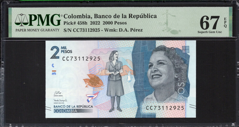 Colombia -  2000 Pesos 2022 - Pick # 458h - PMG 67 EPQ