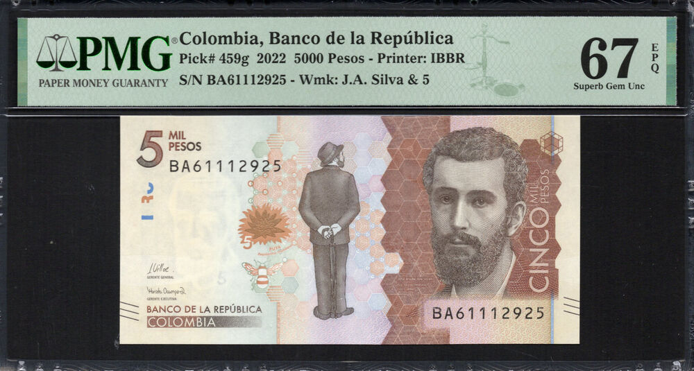 Colombia -  5000 Pesos 2022 - Pick # 459g - PMG 67 EPQ