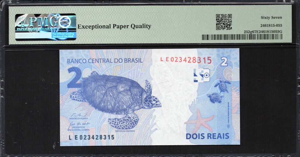 Brazil -  2 Reais 2010 - Pick # 252g - PMG 67 EPQ
