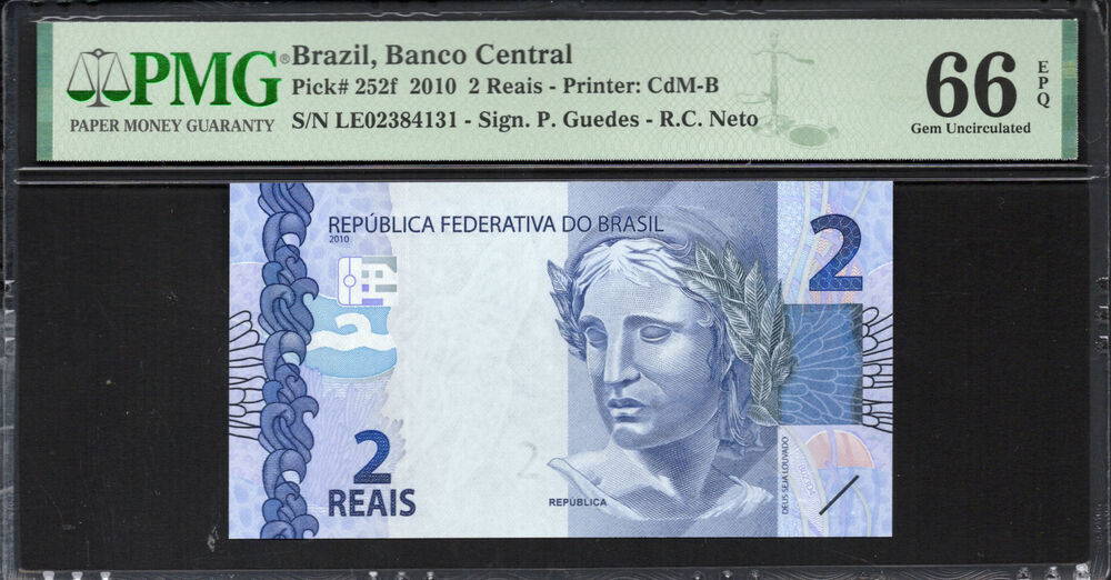 Brazil -  2 Reais 2010 - Pick # 252f - PMG 66 EPQ