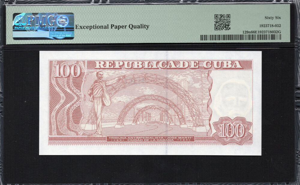 Cuba -  100 Pesos 2023 - Pick # 129n - PMG 66 EPQ
