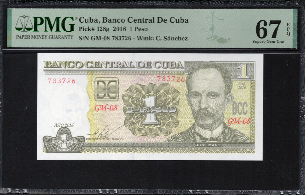 Cuba -  1 Peso 2016 - Pick # 128g - PMG 67 EPQ