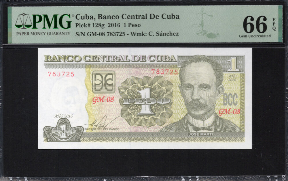 Cuba -  1 Peso 2016 - Pick # 128g - PMG 66 EPQ