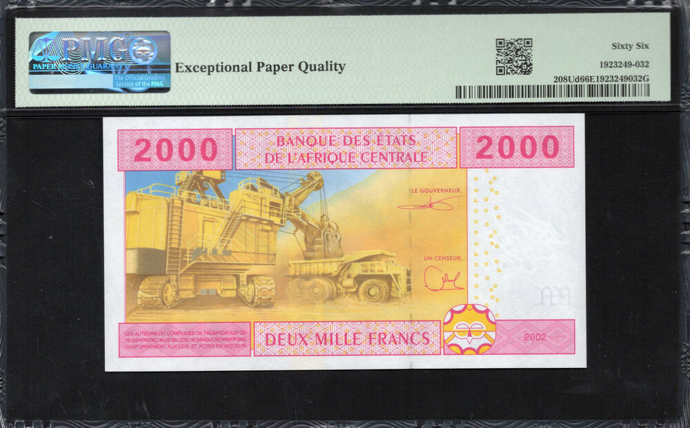 Cameroun -  2000 Francs 2002 - Pick # 208Ud - PMG 66 EPQ