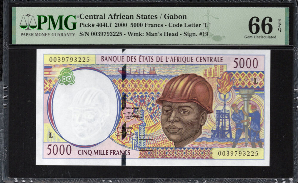 Gabon -  5000 Francs 2000 - Pick # 404Lf - PMG 66 EPQ