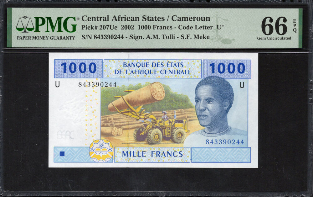 Cameroun -  1000 Francs 2002 - Pick # 207Ue - PMG 66 EPQ