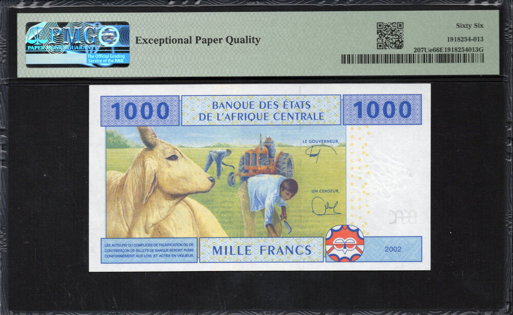 Cameroun -  1000 Francs 2002 - Pick # 207Ue - PMG 66 EPQ