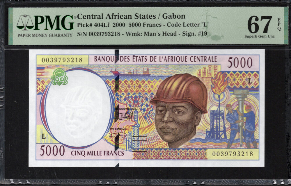 Gabon -  5000 Francs 2000 - Pick # 404Lf - PMG 67 EPQ