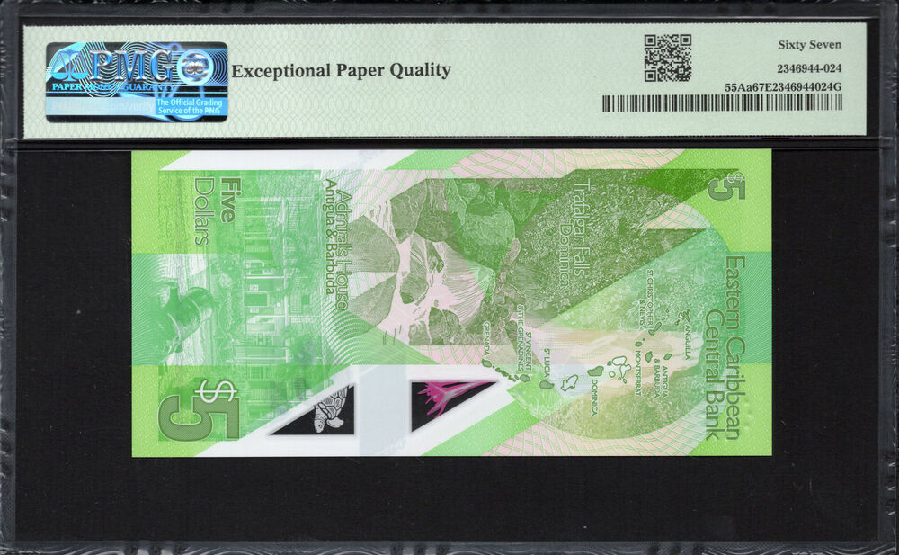 East Caribbean State -  5 Dollars 2021 - Pick # 55Aa - PMG 67 EPQ