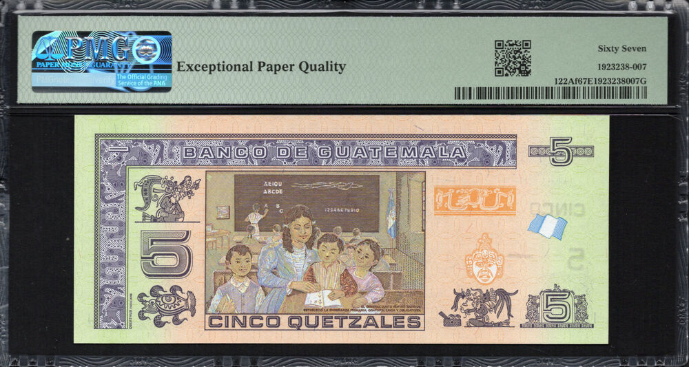 Guatemala -  5 Quetzales 2022 - Pick # 122Af - PMG 67 EPQ