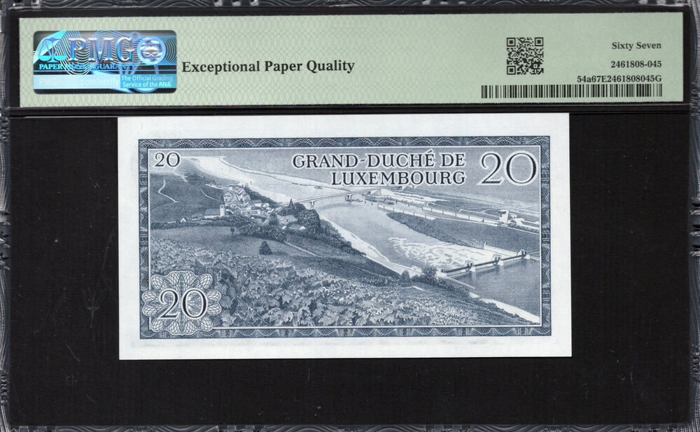 Luxembourg -  20 Francs 1966 - Pick # 54a - PMG 67 EPQ