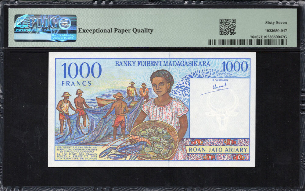 Madagascar -  1000 Francs 1994 - Pick # 76a - PMG 67 EPQ
