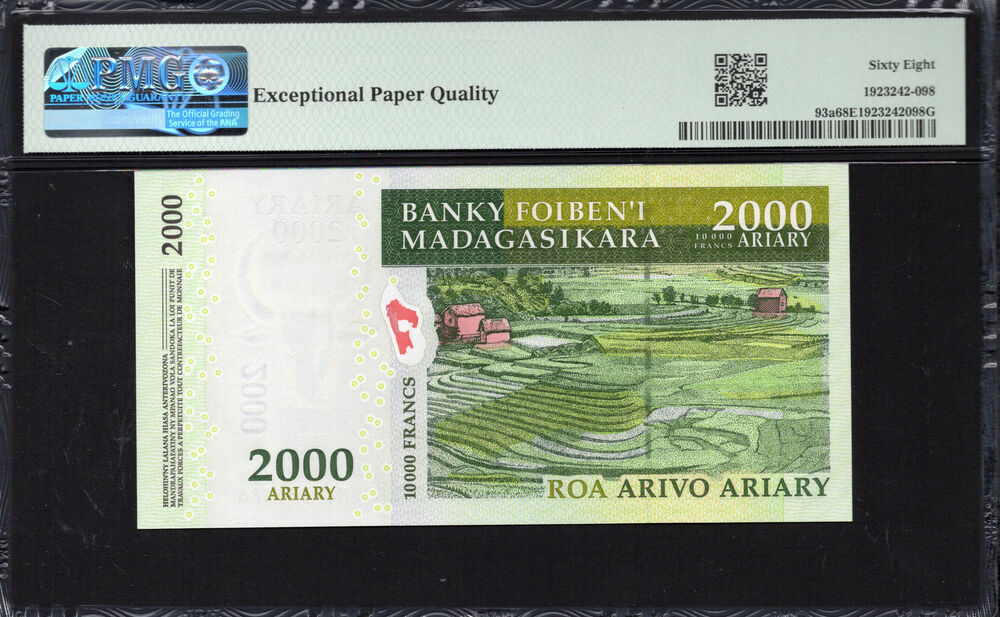 Madagascar -  2000 Ariary 2007 - Pick # 93a - PMG 68 EPQ