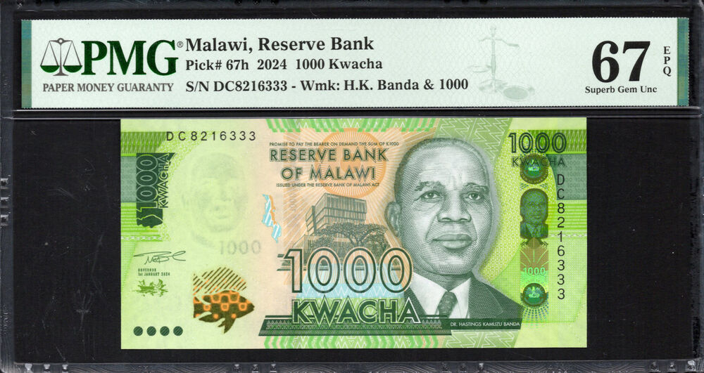 Malawi -  1000 Kwacha 2024 - Pick # 67h - PMG 67 EPQ