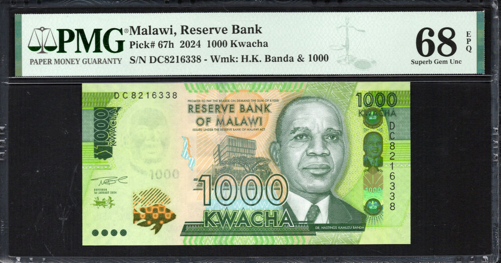 Malawi -  1000 Kwacha 2024 - Pick # 67h - PMG 68 EPQ