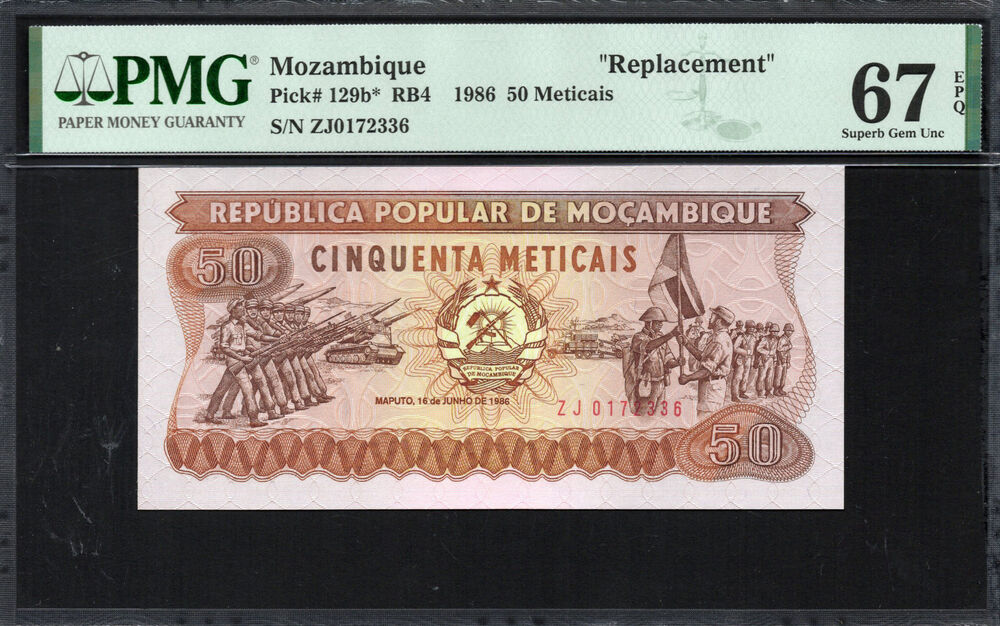 Mozambique -  50 Meticais 1986 - Pick # 129b* - PMG 67 EPQ
