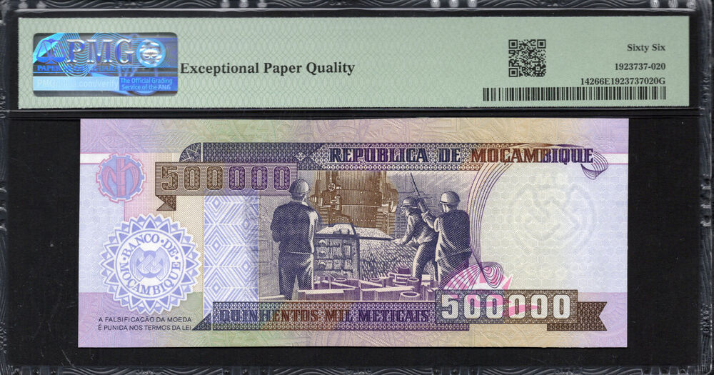 Mozambique -  500.000 Meticais 2003 - Pick # 142 - PMG 66 EPQ