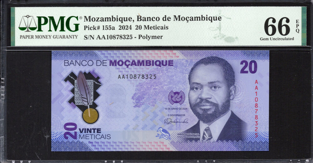 Mozambique -  20 Meticais 2024 - Pick # 155a - PMG 66 EPQ