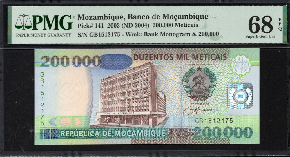 Mozambique -  200.000 Meticais 2003 - Pick # 141 - PMG 68 EPQ