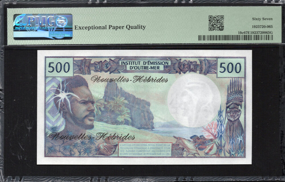 New Hebrides -  500 Francs 1979 - Pick # 19c - PMG 67 EPQ