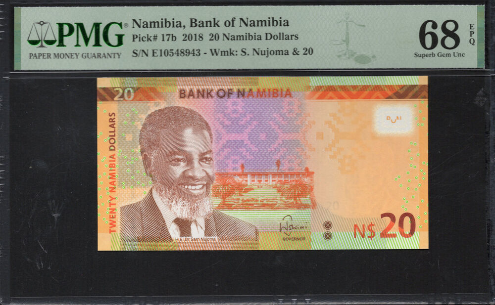 Namibia -  20 Namibia Dollars 2018 - Pick # 17b - PMG 68 EPQ