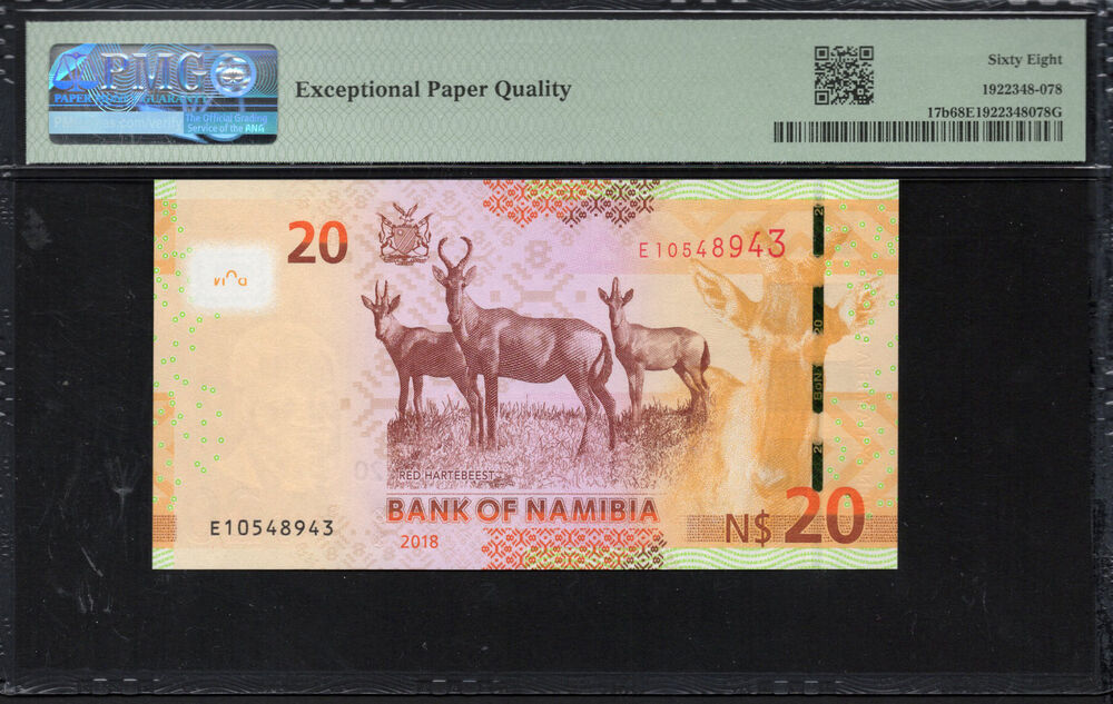 Namibia -  20 Namibia Dollars 2018 - Pick # 17b - PMG 68 EPQ