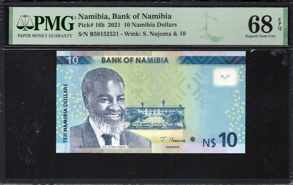 Namibia -  10 Namibia Dollars 2021 - Pick # 16b - PMG 68 EPQ