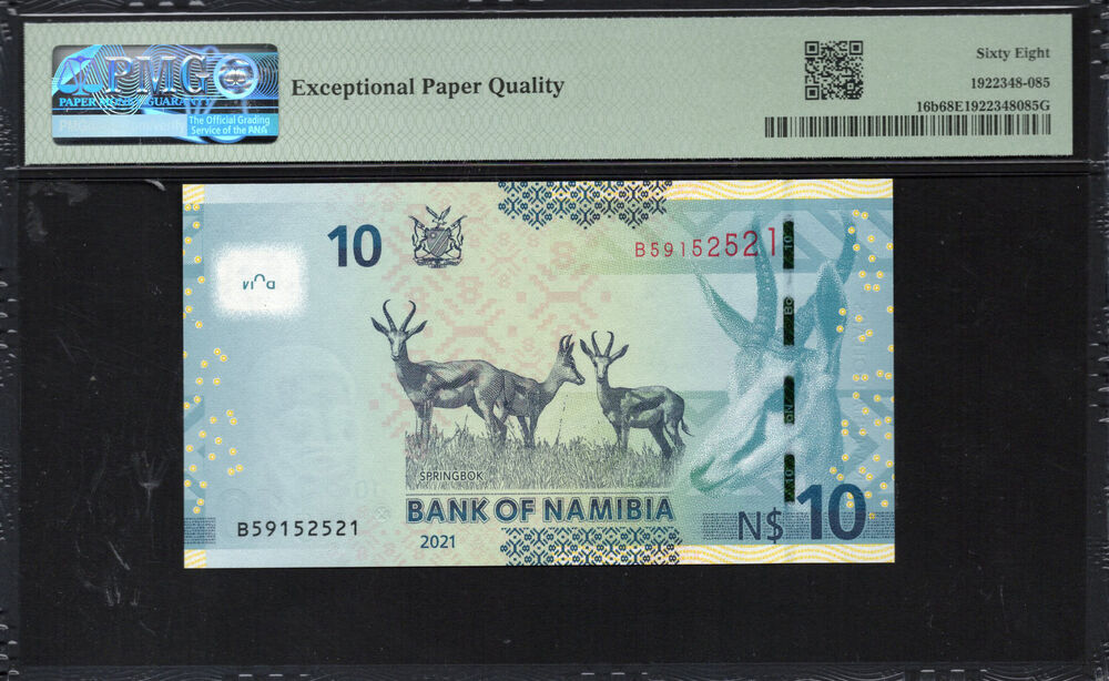 Namibia -  10 Namibia Dollars 2021 - Pick # 16b - PMG 68 EPQ