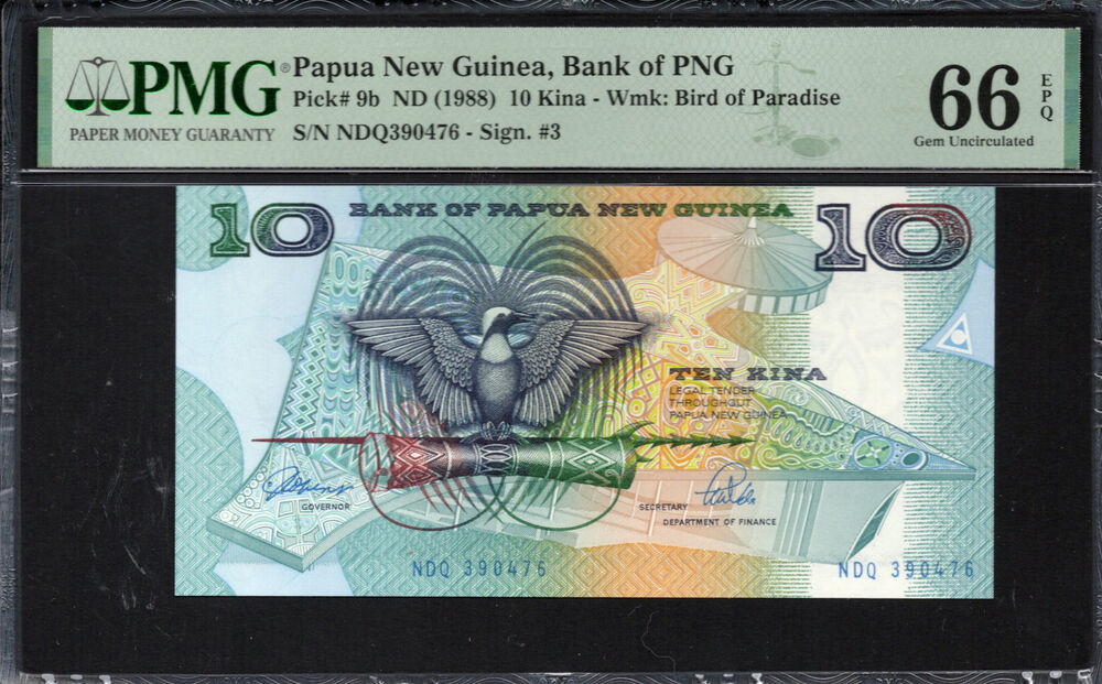 Papua New Guinea -  10 Kina 1988 - Pick # 9b - PMG 66 EPQ