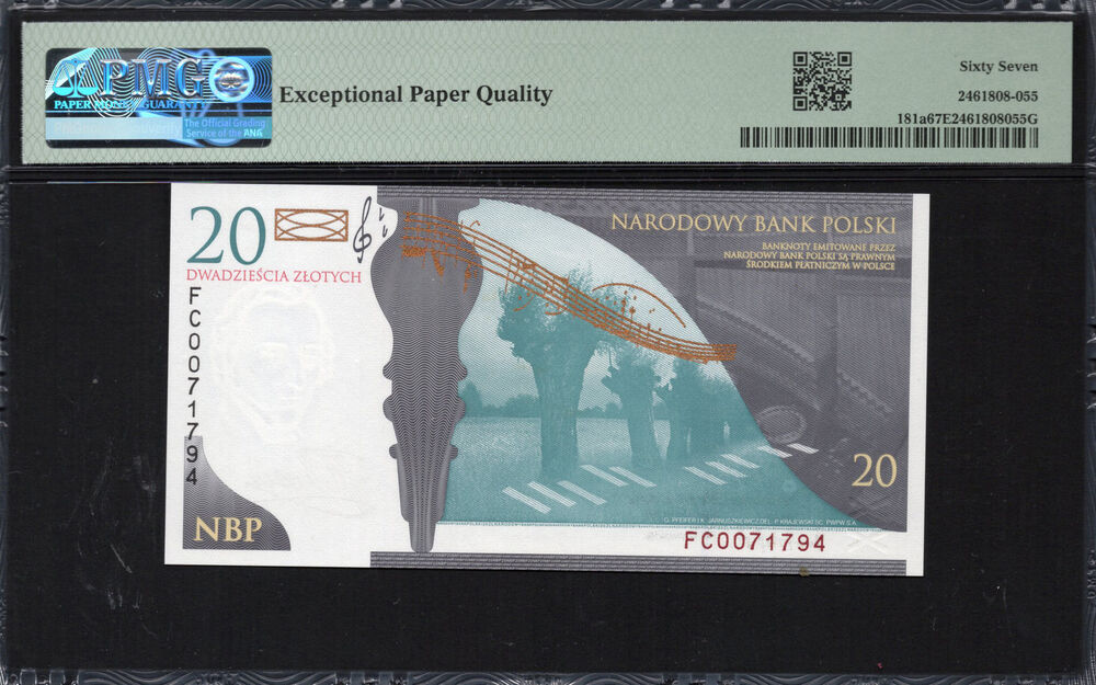 Poland -  20 Zlotych 2009 - Pick # 181a - PMG 67 EPQ